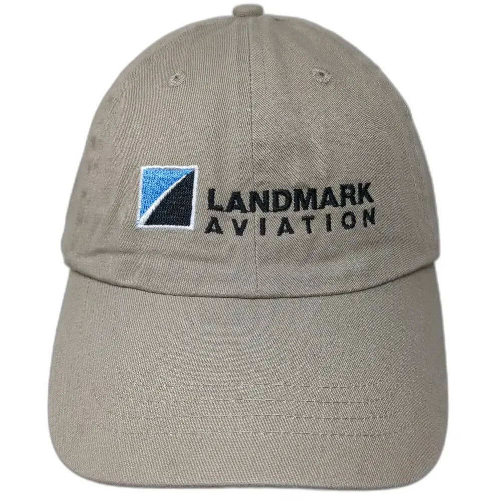 Port & Company Landmark Aviation Baseball Cap Beige One Size Strapback Logo Hat